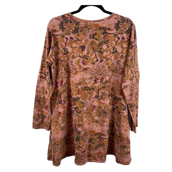 Soft Surroundings Boho Floral Print Long Sleeve Oversized Tunic - Picture 4 of 7
